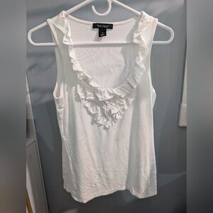 White House Black Market Ivory Ruffle Tank Top